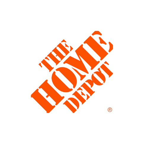 Orange Home Depot logo on black background.