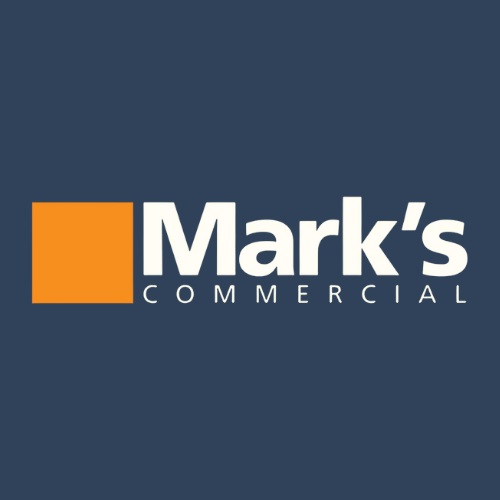 Mark's Commercial logo with orange square.